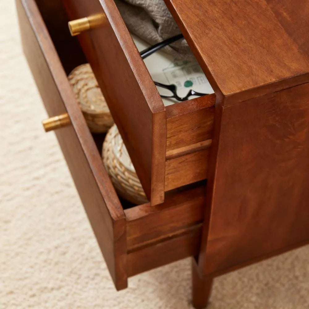 Modern Nordic Bedside Table - Solid Oak Wood