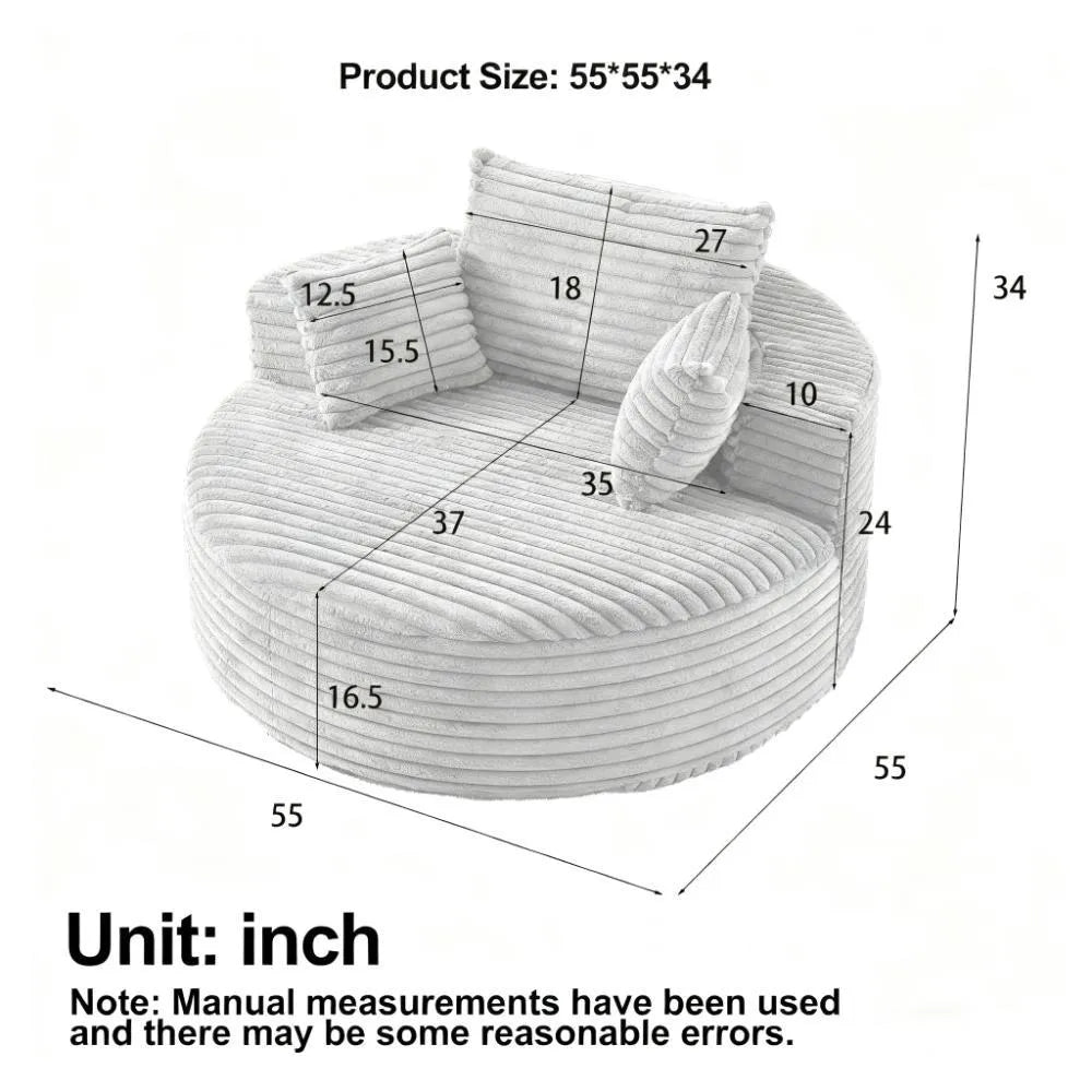 Oversized Fluffy Sponge Accent Chair, No-Tools Modern Lounge Sleeper for Living Room, Bedroom, Home Theater