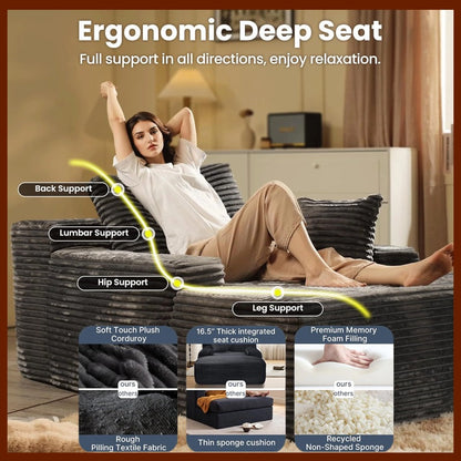 No-Assembly Boneless Chaise - Luxurious Faux Fur Included