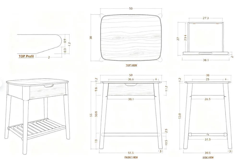 Norway Style Walnut Side Table