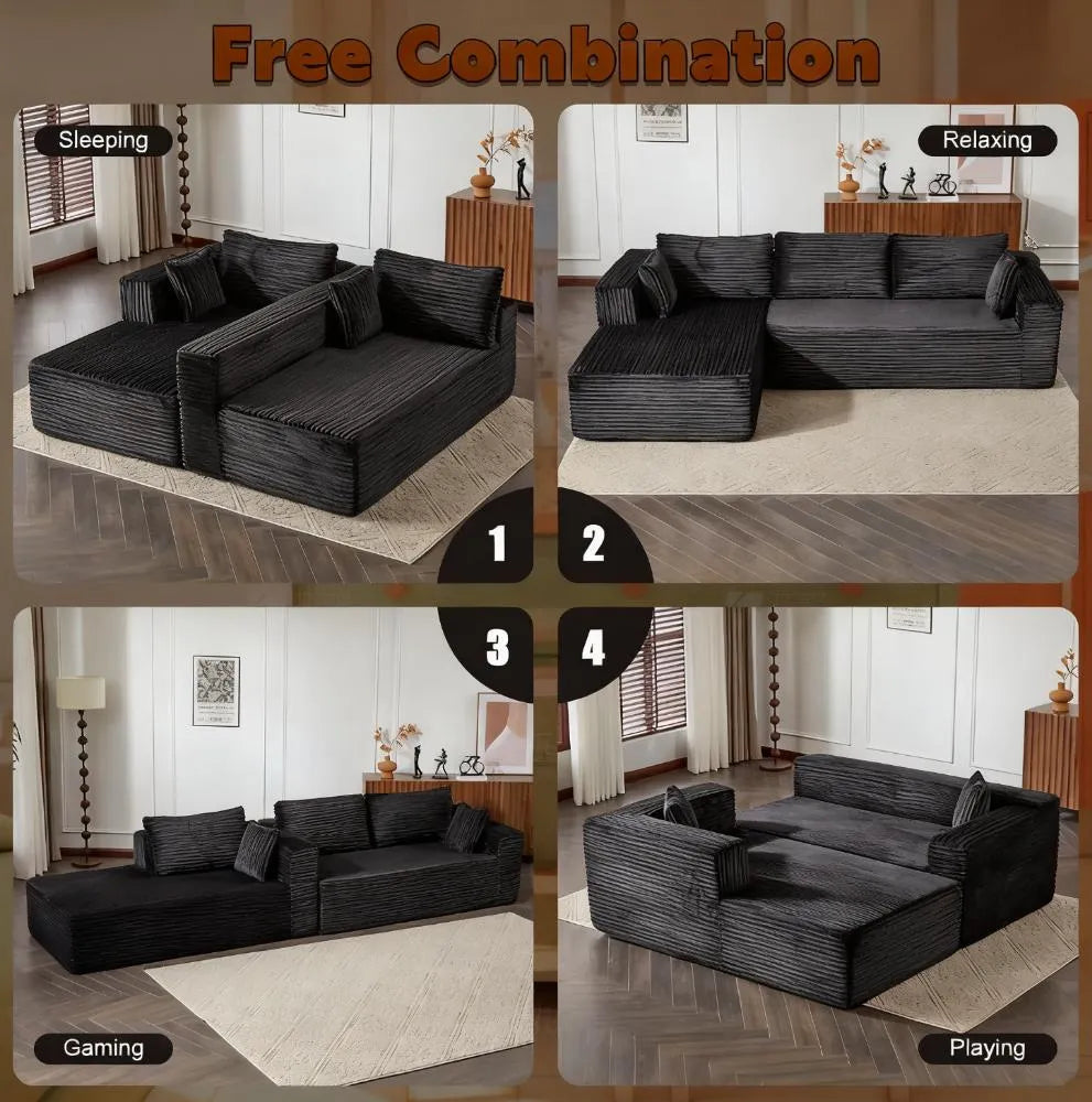 Modular L-Shaped Sofa with Comfortable Chaise