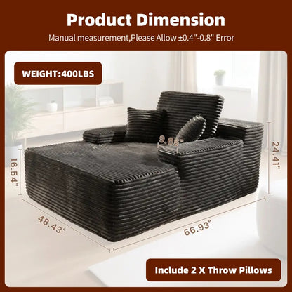 No-Assembly Boneless Chaise - Luxurious Faux Fur Included