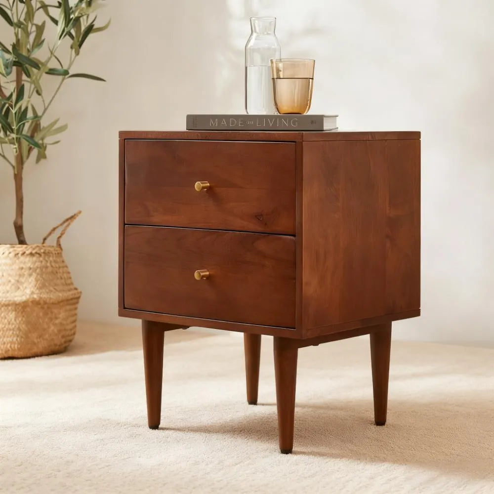 Modern Nordic Bedside Table - Solid Oak Wood