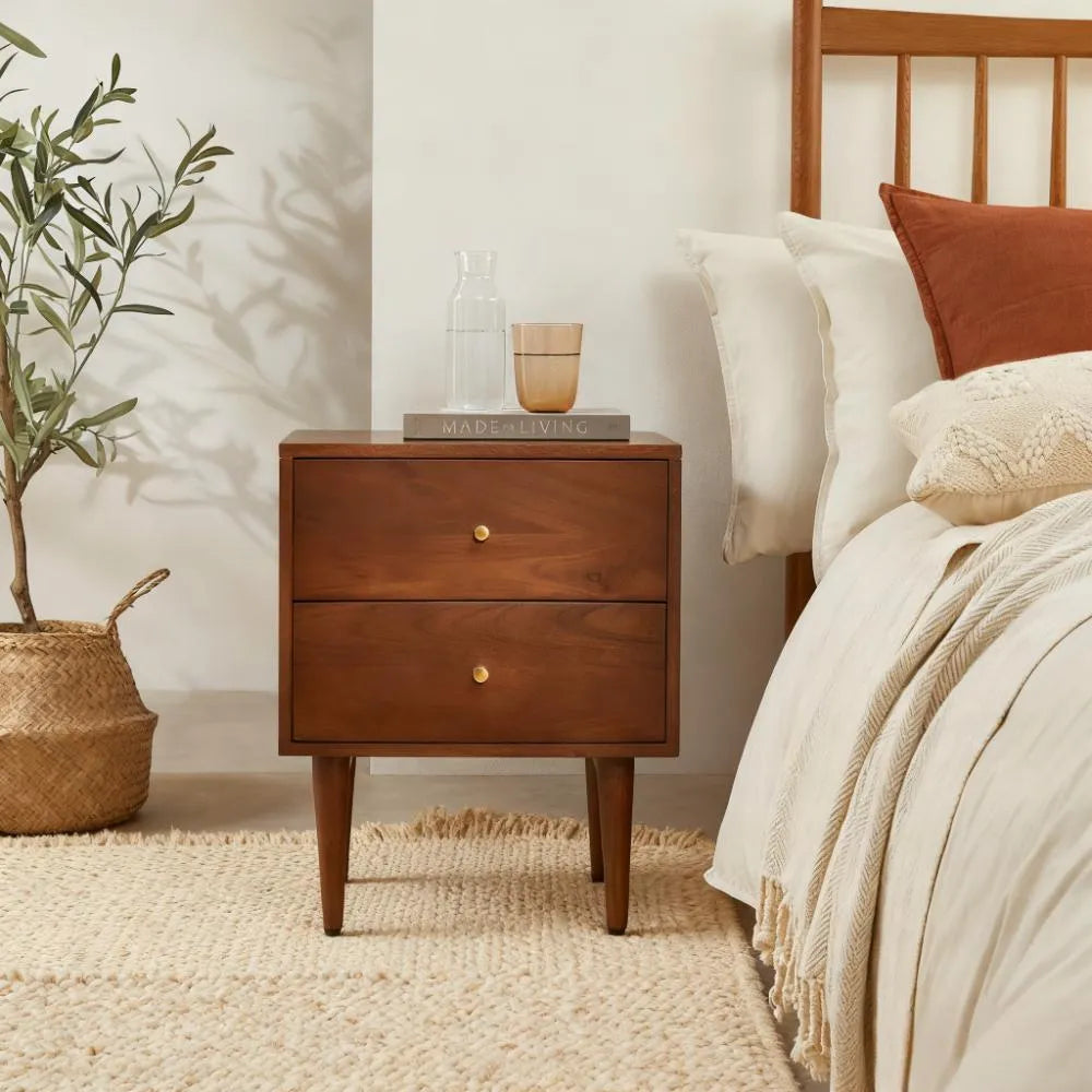 Modern Nordic Bedside Table - Solid Oak Wood