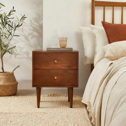 Modern Nordic Bedside Table - Solid Oak Wood