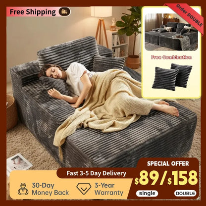 No-Assembly Boneless Chaise - Luxurious Faux Fur Included